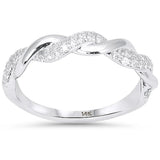 .24ct G SI 14kt White Gold Diamond Infinity Twisted B& Ring Size 6.5