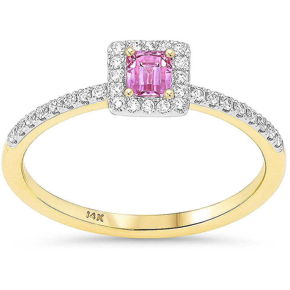.41ct G SI 14kt Yellow Gold Round Diamond & Pink Sapphire Gemstone Ring Size 6.5