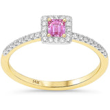 .41ct G SI 14kt Yellow Gold Round Diamond & Pink Sapphire Gemstone Ring Size 6.5