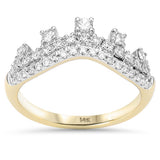 .51ct G SI 14kt Yellow Gold Crown Chevron Shaped Band Ring Size 6.5