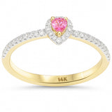 .30ct G SI 14kt Yellow Gold Pear Pink Sapphire & Diamond Ring Size 6.5