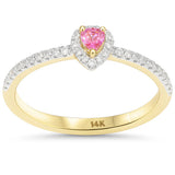 .30ct G SI 14kt Yellow Gold Pear Pink Sapphire & Diamond Ring Size 6.5