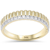 .25ct G SI 14kt Yellow Gold Round Diamond Fluted Band Ring Size 6.5