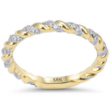 .27ct G SI 14kt Yellow Gold Round Diamond Braided Twisted Band Ring Size 6.5