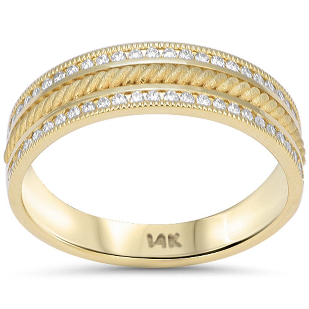 .35ct G SI 14kt Yellow Gold Men's Diamond Wedding Band Ring Size 10