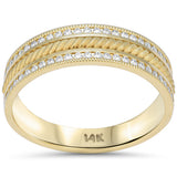 .35ct G SI 14kt Yellow Gold Men's Diamond Wedding Band Ring Size 10