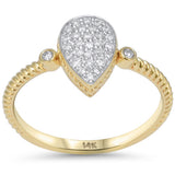 .16ct G SI 14kt Yellow Gold Pear Shape Diamond Band Ring Size 6.5