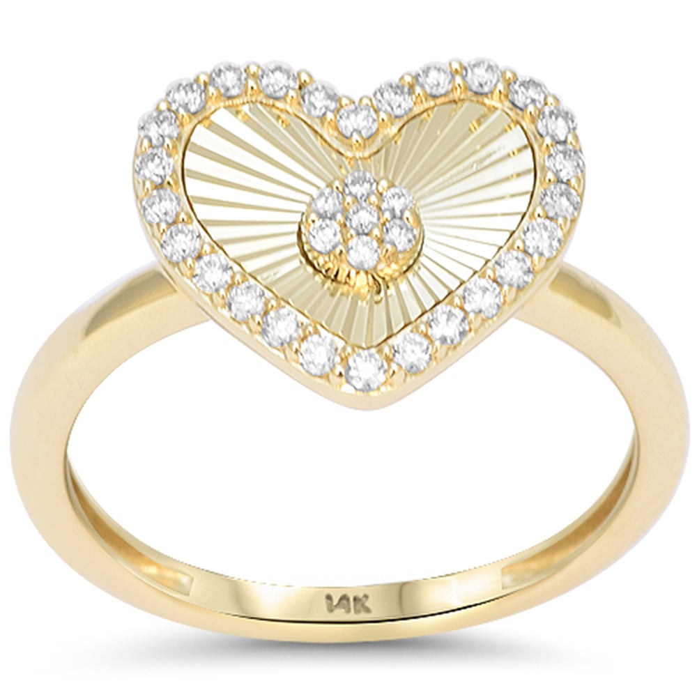 .24ct G SI 14kt Yellow Gold Diamond Heart Shape Disc Medallion Ring Size 6.5