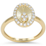 .24ct G SI 14kt Yellow Gold Oval Shaped Diamond Disc Medallion Ring Size 6.5