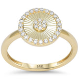 .20ct G SI 14kt Yellow Gold Round Diamond Disc Medallion Ring Size 6.5