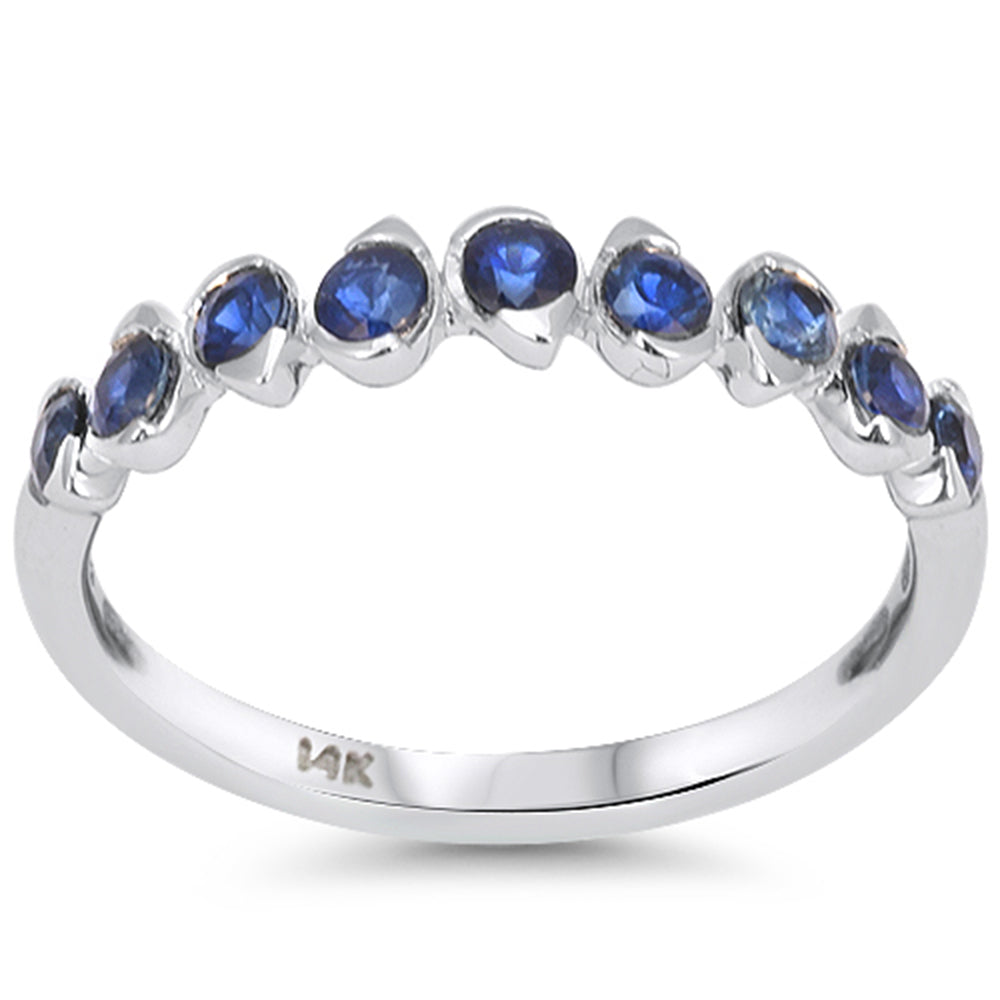 <span style="color:purple">SPECIAL!</span> .70ct G SI 14kt White Gold Blue Sapphire Gemstone Band Ring Size 6.5