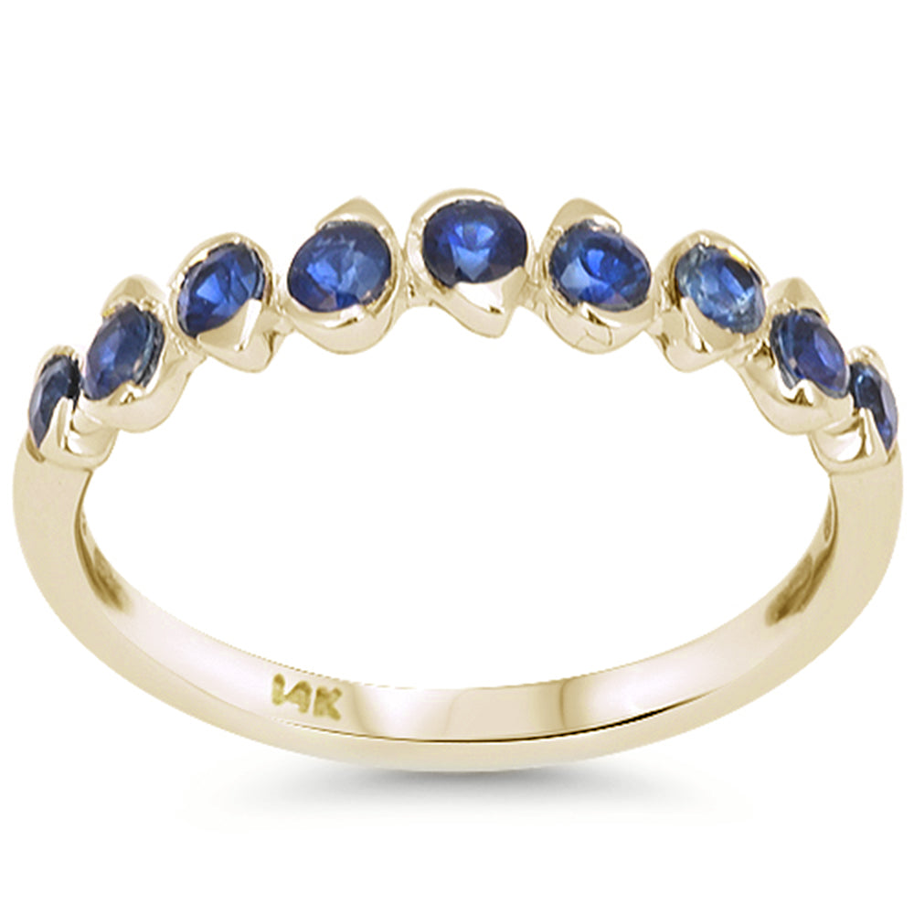 .70ct G SI 14kt Yellow Gold Blue Sapphire Gemstone Band Ring Size 6.5