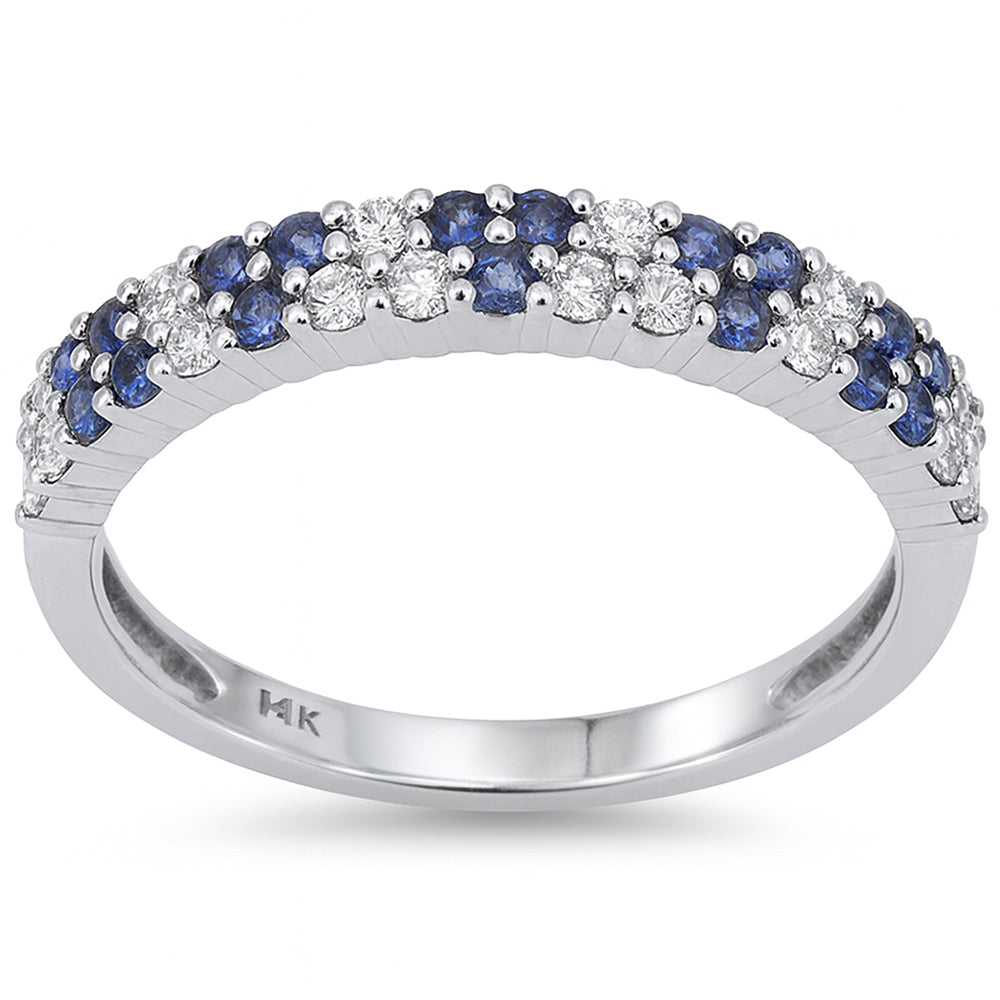 .52ct G SI 14kt White Gold Diamond & Blue Sapphire Gemstone Band Ring Size 6.5
