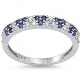 .52ct G SI 14kt White Gold Diamond & Blue Sapphire Gemstone Band Ring Size 6.5