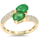 1.93ct G SI 14kt Yellow Gold Diamond & Emerald Gemstone Ring Size 6.5