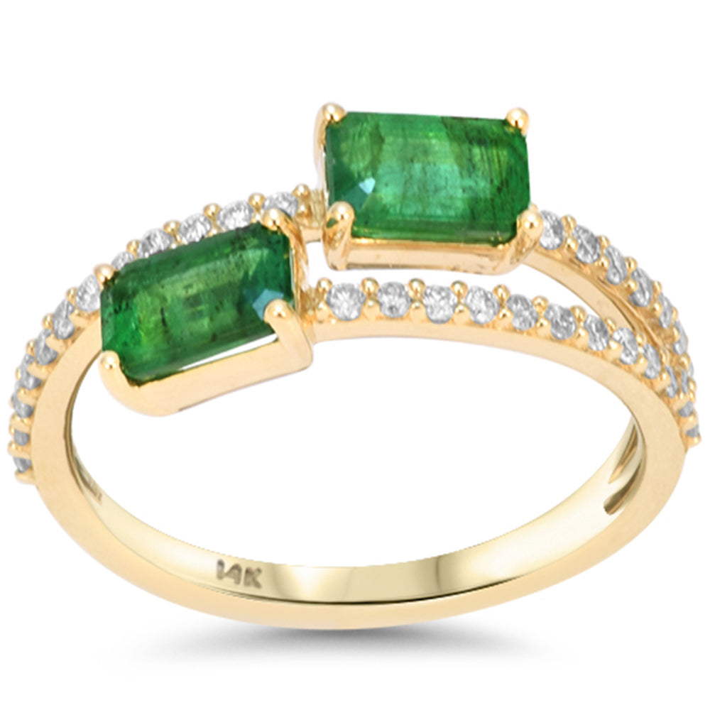 1.35ct G SI 14kt Yellow Gold Diamond & Emerald Gemstone Ring Size 6.5