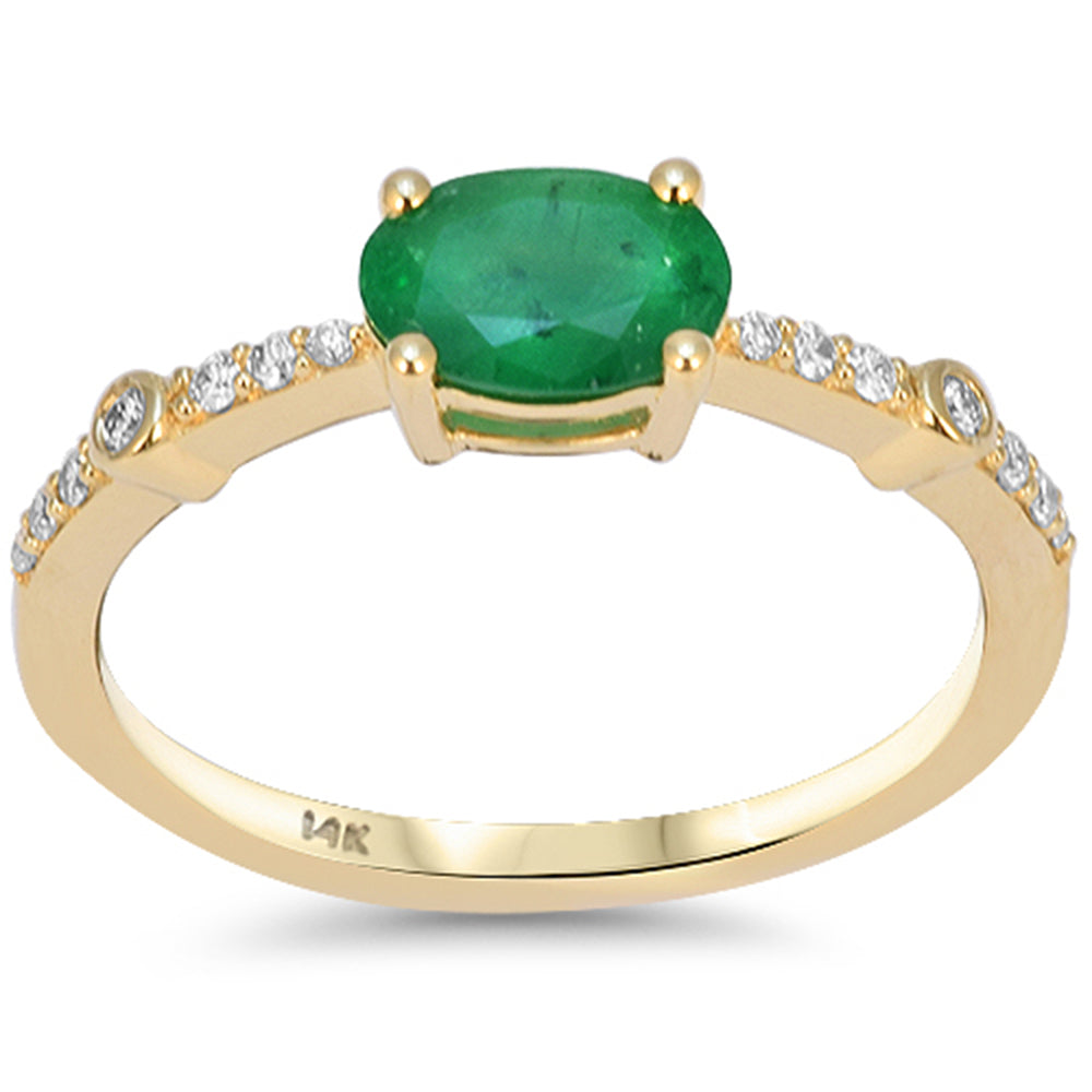 .85ct G SI 14kt Yellow Gold Diamond & Emerald Gemstone Ring Size 6.5