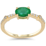 .85ct G SI 14kt Yellow Gold Diamond & Emerald Gemstone Ring Size 6.5