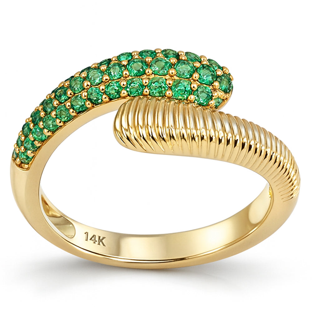 <span style="color:purple">SPECIAL!</span> .47ct G SI 14kt Yellow Gold Emerald Wrap Gemstone Ring Size 6.5