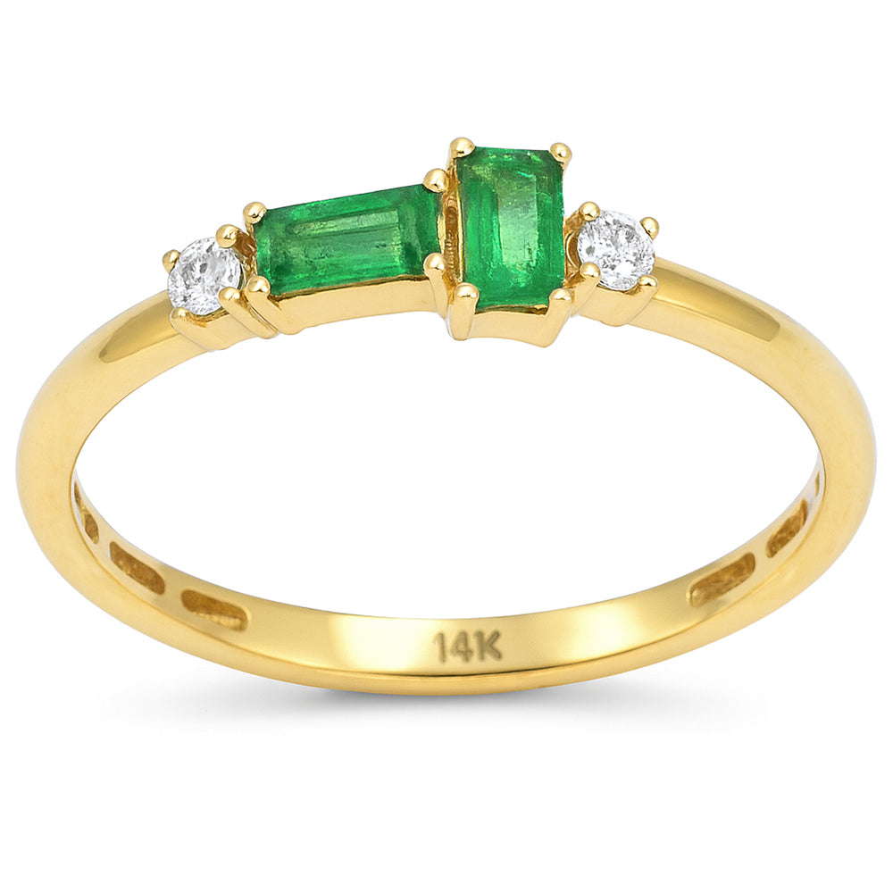 .41ct G SI 14kt Yellow Gold Diamond & Emerald Gemstone Ring Size 6.5
