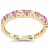 .49ct G SI 14kt Yellow Gold Diamond & Pink Sapphire Gemstone Band Ring Size 6.5
