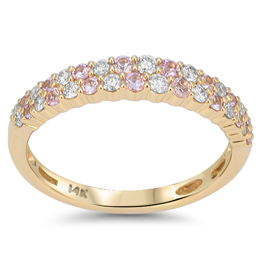 .52ct G SI 14kt Yellow Gold Diamond & Pink Sapphire Gemstone Ring Size 6.5