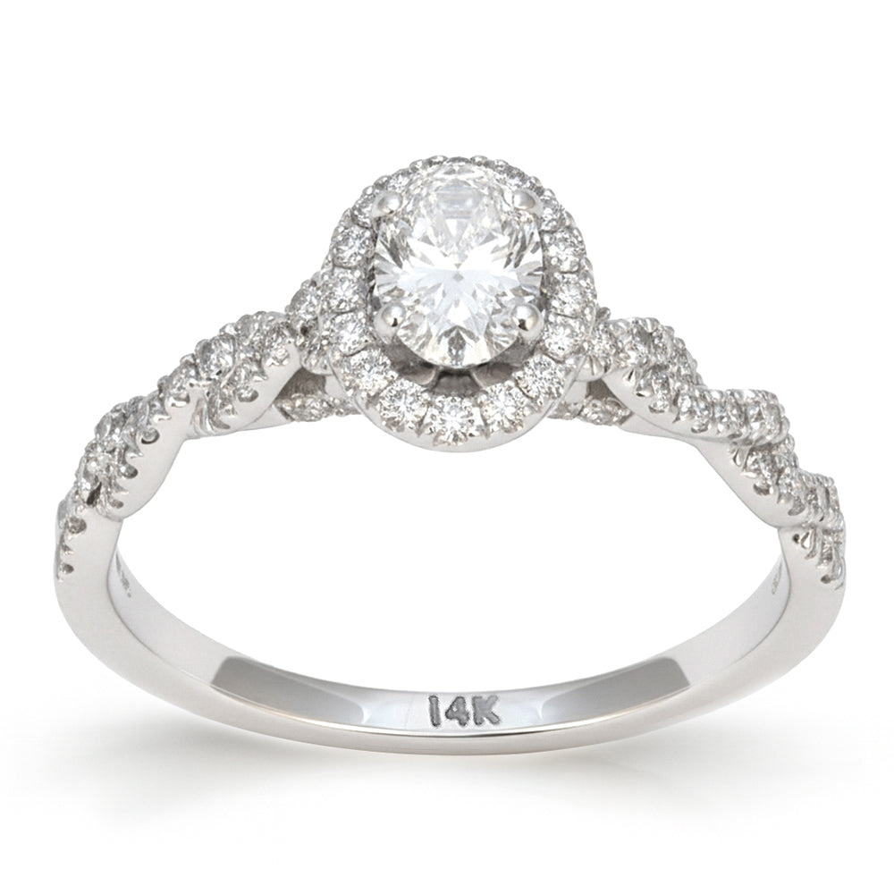 .82ct G SI 14kt White Gold Oval Diamond Infinity Band Engagement Ring Size 6.5