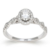 .82ct G SI 14kt White Gold Oval Diamond Infinity Band Engagement Ring Size 6.5