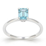 .86ct G SI 14kt White Gold Aquamarine & Diamond Solitaire Ring Size 6.5