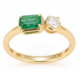.83ct G SI 14kt Yellow Gold Emerald & Diamond Ring Size 6.5