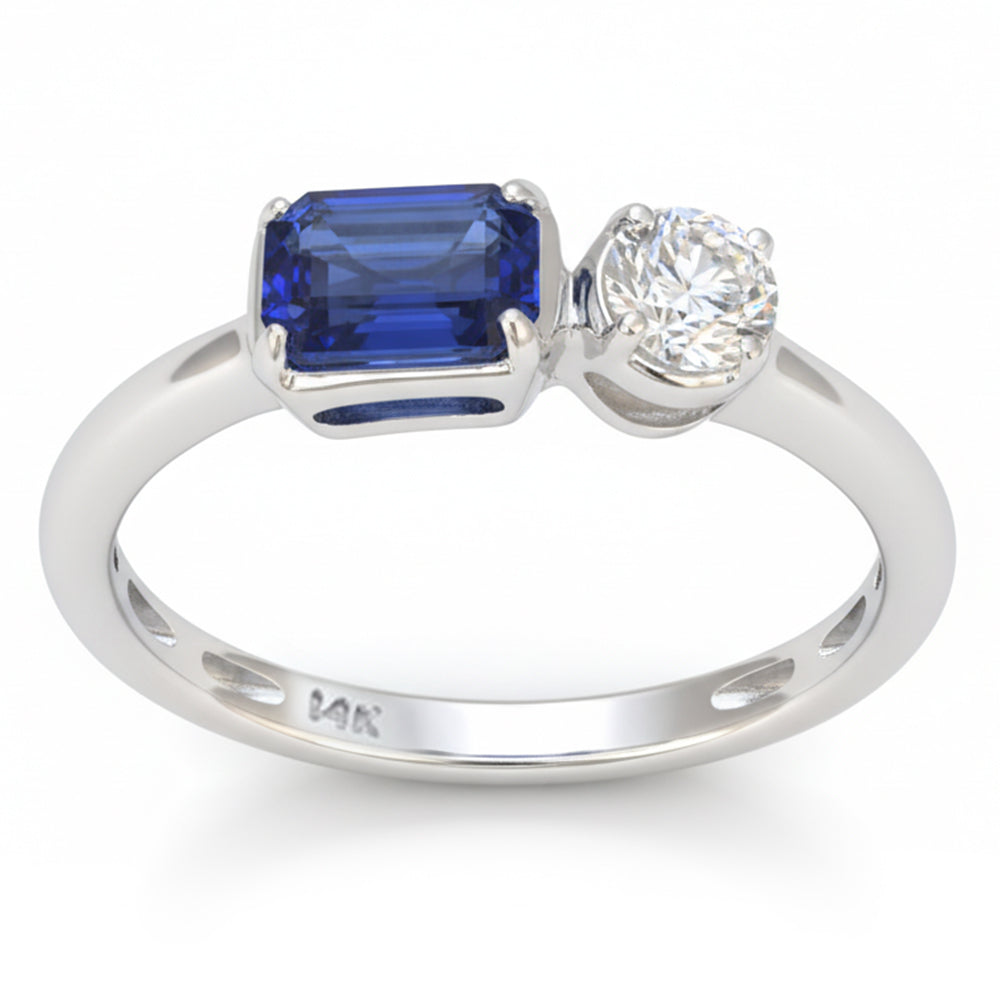 .98ct G SI 14kt White Gold Blue Sapphire & Diamond Ring Size 6.5