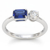 .98ct G SI 14kt White Gold Blue Sapphire & Diamond Ring Size 6.5