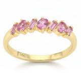 .65ct G SI 14kt Yellow Gold Pink Sapphire Gemstone Band Ring Size 6.5