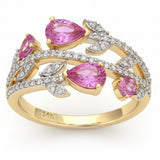 1.43ct G SI 14kt Yellow Gold Round Diamond & Pink Sapphire Ring Size 6.5