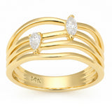 <span style="color:purple">SPECIAL!</span> .20ct G SI 14kt Yellow Gold Pear & Marquise Diamond Modern Band Ring Size 6.5