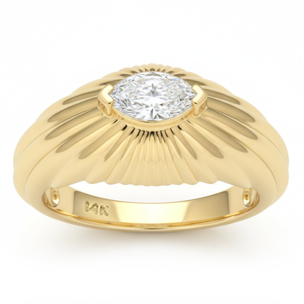<span style="color:purple">SPECIAL!</span> .42ct G SI 14kt Yellow Gold Marquise Cut Diamond Modern Band Ring Size 6.5
