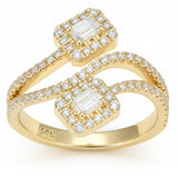 .75ct G SI 14kt Yellow Gold Emerald Cut Wrap Around Diamond Ring Size 6.5