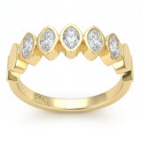 .51ct G SI 14kt Yellow Gold Marquise Diamond Bezel set Half Eternity Ring Size 6.5