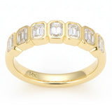 1.05ct G SI 14kt Yellow Gold Emerald Cut Diamond Bezel set Half Eternity Band Ring Size 6.5
