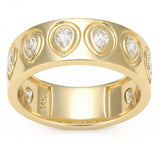 .69ct G SI 14kt Yellow Gold Pear Diamond Wide Bezel Set Band Ring Size 6.5
