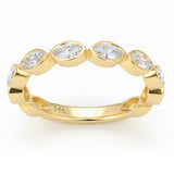 <span style="color:purple">SPECIAL!</span> .85ct G SI 14kt Yellow Gold Marquise Diamond Bezel set Half Eternity Band Ring Size 6.5