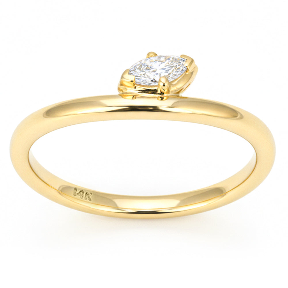 .15ct G SI 14kt Yellow Gold Marquise Cut Diamond Solitaire Ring Size 6.5
