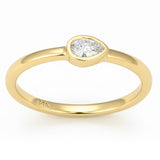 .15ct G SI 14kt Yellow Gold Bezel Set Pear Cut Diamond Band Ring Size 6.5