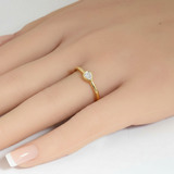 .15ct G SI 14kt Yellow Gold Bezel Set Pear Cut Diamond Band Ring Size 6.5