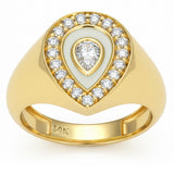 .52ct G SI 14kt Yellow Gold Diamond Pear shape Signet Ring Size 6.5