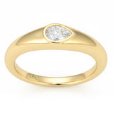 .30ct G SI 14kt Yellow Gold Pear Cut Diamond Bezel set Band Ring Size 6.5