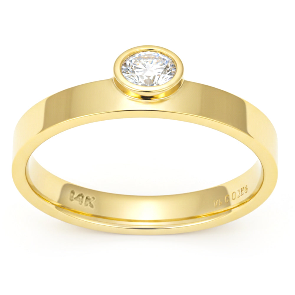 .14ct G SI 14kt Yellow Gold Oval Diamond Bezel Set Band Ring Size 6.5