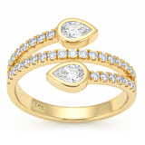 .66ct G SI 14kt Yellow Gold Pear Diamond Wrap Around Bezel set Ring Size 6.5