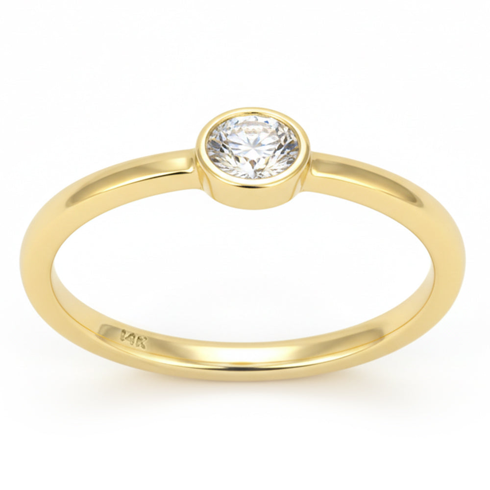 <span style="color:purple">SPECIAL!</span> .19ct G SI 14kt Yellow Gold Oval Diamond Bezel set Band Ring Size 6.5