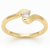 .15ct G SI 14kt Yellow Gold Pear Diamond Wave Ring Size 6.5